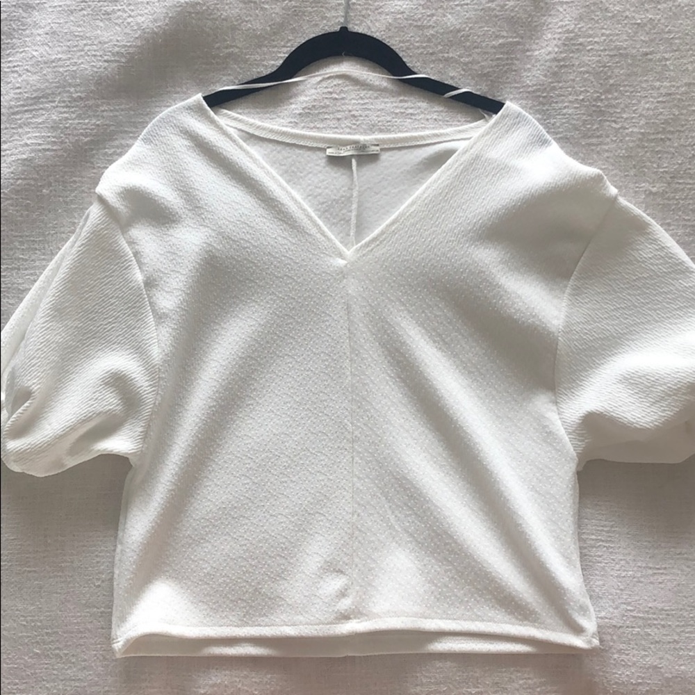 NWOT Zara Puff Sleeve White Top S